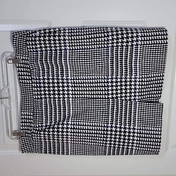 MICHAEL KORS SZ 16 HOUNDSTOOTH SKIRT BLACK BLUE WHITE - Picture 6 of 12